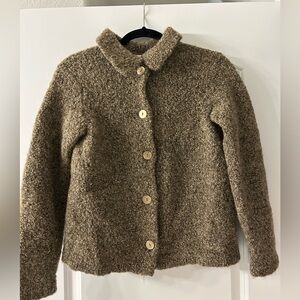 Talbots Brown Bouclé Button-Up Cardigan